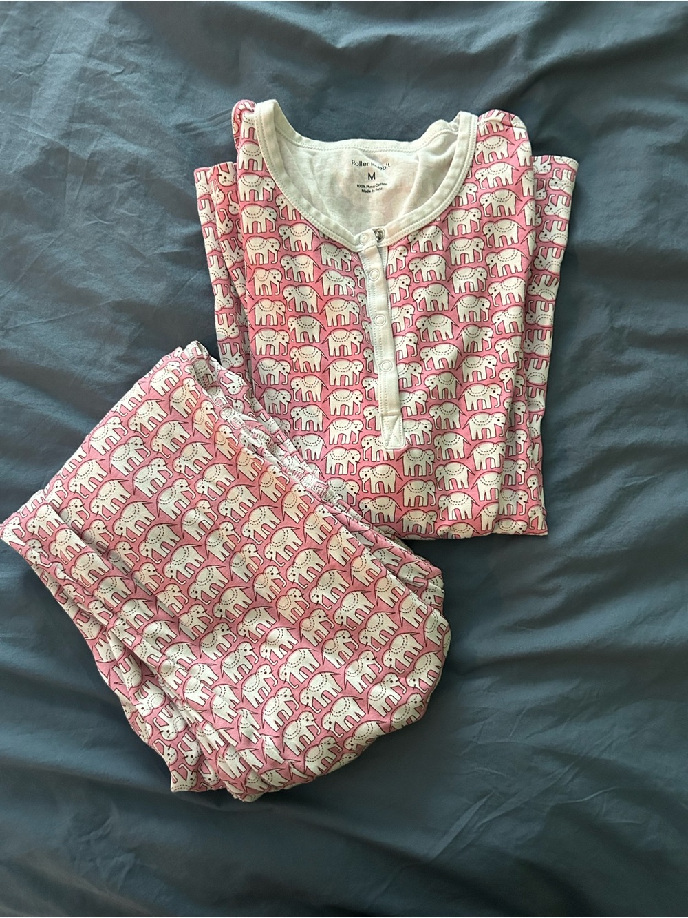 Roller Rabbit Pink Elephant Pima Cotton Button-Front Top